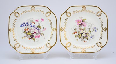 Lot 110 - Pair of H&R Daniel square plates decorated by William Pollard, circa 1824