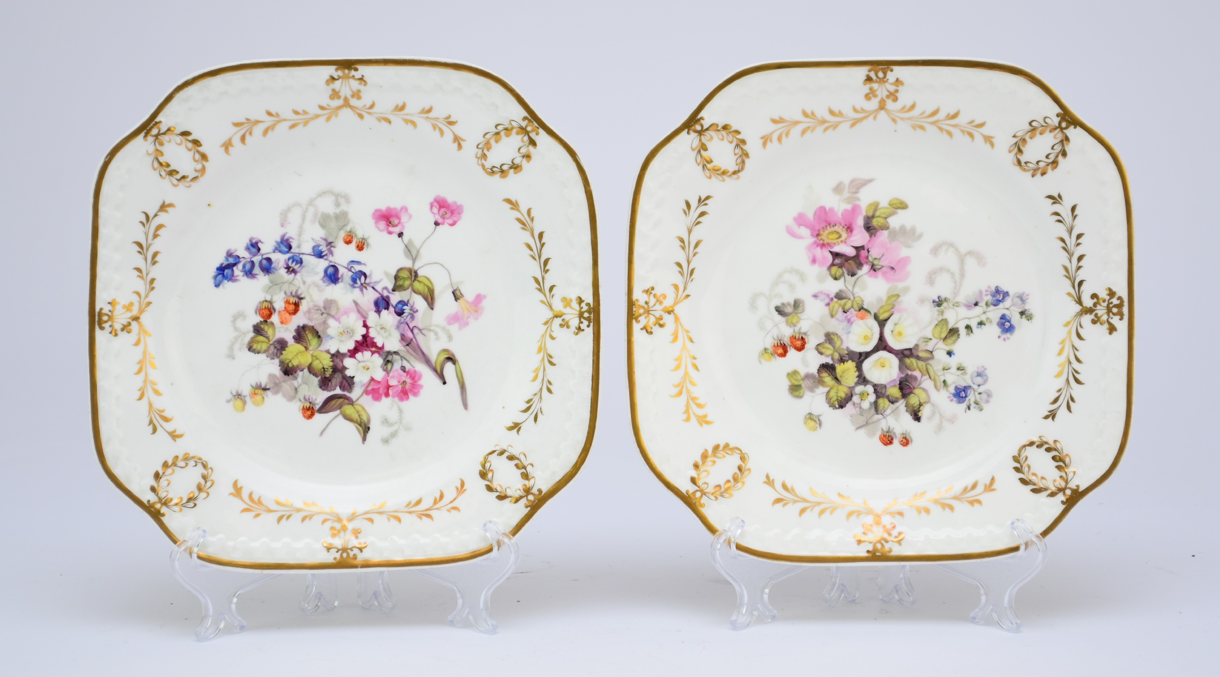 H R. Daniel Lot 110 - Pair of H&R Daniel square plates decorated