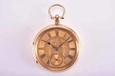 Lot 326 - An 18ct gold open face pocket watch by Morris of Birmingham