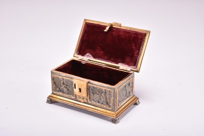 Lot 369 - A Continental gilt and silvered metal jewel casket