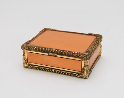 Lot 514 - A gilt-metal and goldstone enamel cigarette box