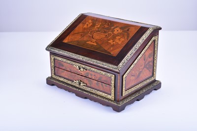 Lot 329 - A French marquetry and gilt metal mounted rosewood stationary box