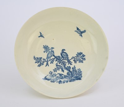 Lot 182 - An unusual Caughley 'Birds in Branches' saucer dish, circa 1780-85