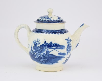 Lot 176 - Caughley 'Fisherman' teapot and cover, circa 1785-90