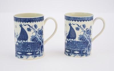 Lot 180 - Two Caughley 'Fisherman' mugs, circa 1775-80