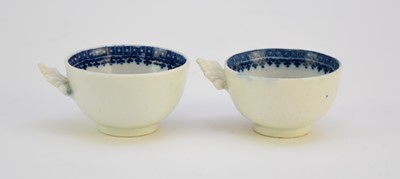 Lot 3 - Near pair of Caughley 'Fisherman' tasters or caddy spoons, circa 1785-90