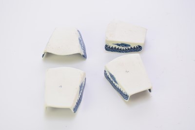 Lot 5 - Set of four Caughley 'Fisherman' asparagus servers, circa 1780-85