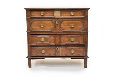 Lot 336 - A Jacobean oak chest of four drawers