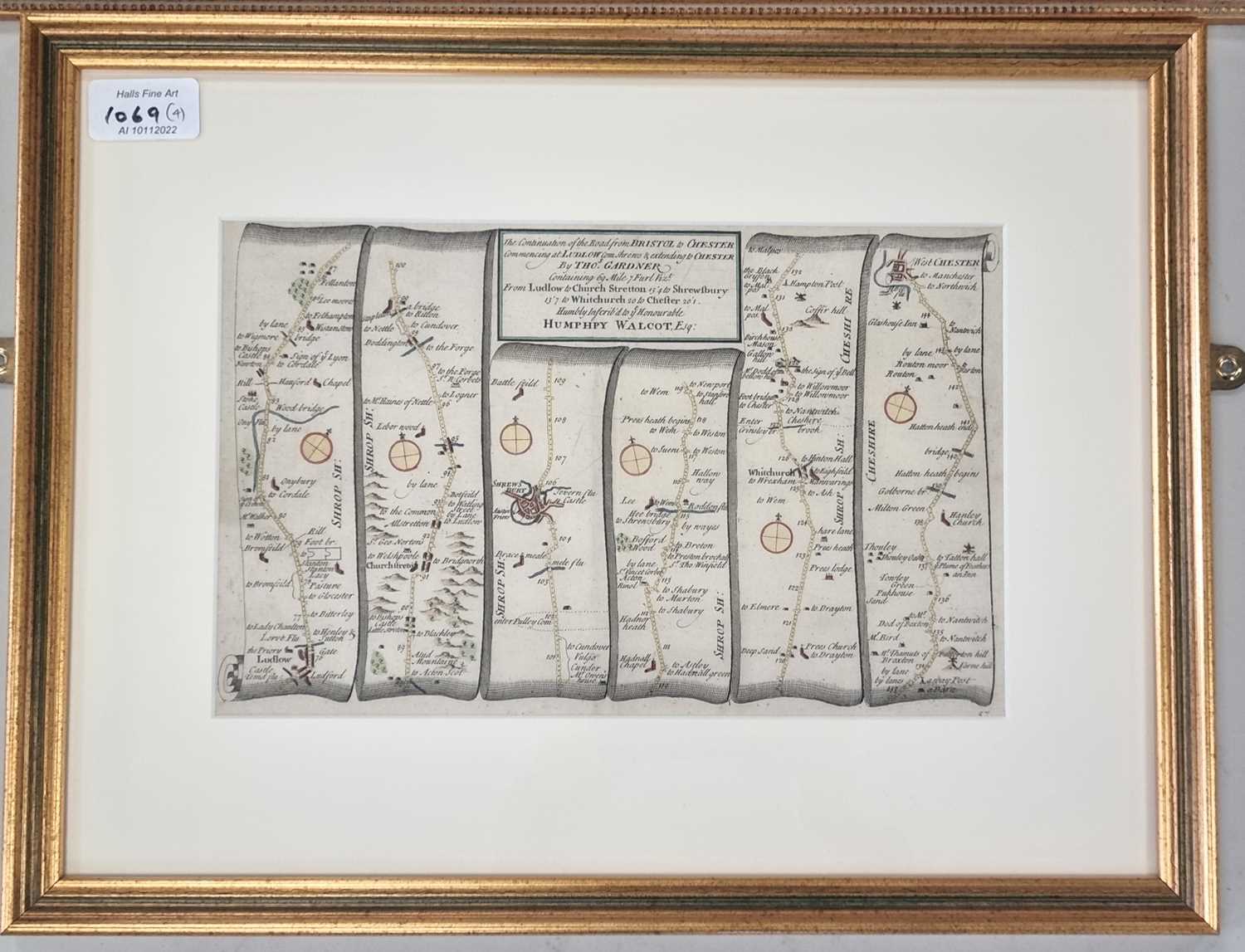 Lot 1062 - GARDNER, Thomas, 3 strip maps, including The Roads from Shrewsbury and Chester to Holywell