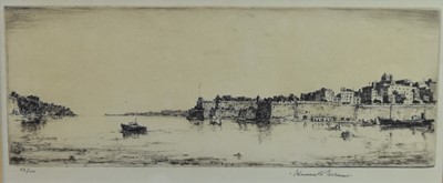 Lot 420 - Kenneth Holmes (1902-1994) Mdina and Valetta Harbour, Malta