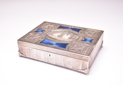 Lot 23 - An early 20th century French silver and guilloche enamel jewellery box by Henri Lambin