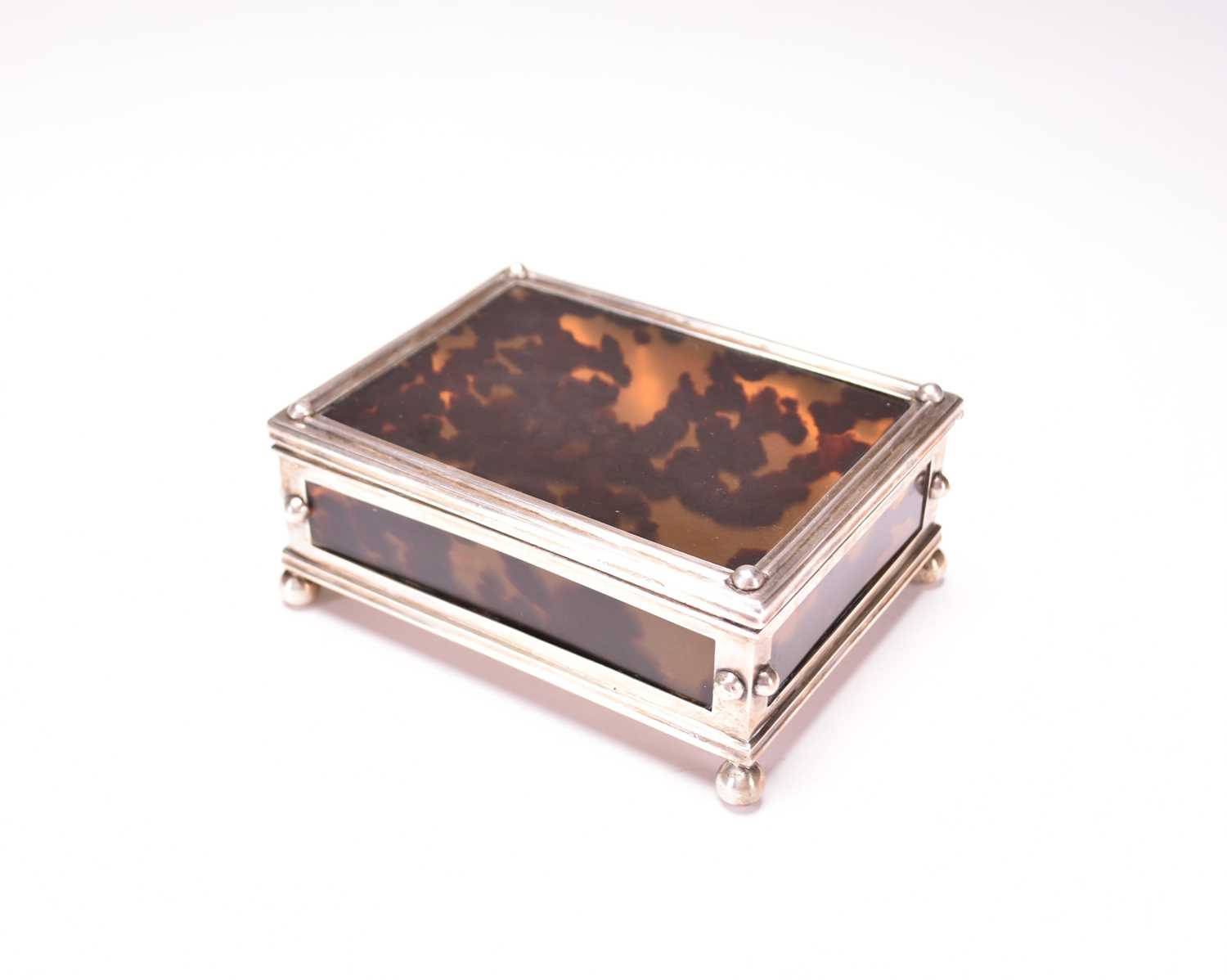 Lot 13 - A French silver and tortoiseshell casket