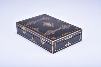 Lot 326 - A French brass inlaid ebonised rosewood gaming casket by Alphonse Giroux