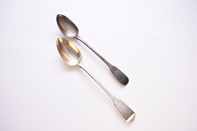 Lot 19 - Two George III silver basting spoons