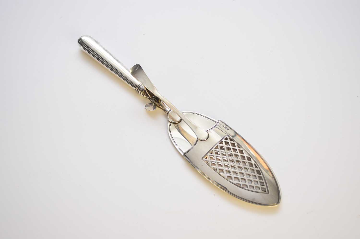 Lot 9 - A pair of George III silver asparagus servers