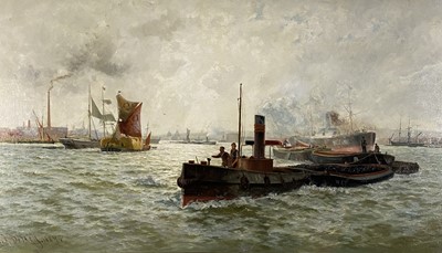 Lot 225 - Charles John De Lacy (1856-c.1936) A Busy Day on the Thames