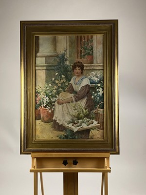 Lot 227 - Alfred Augustus Glendening II (1861-1907) A Seated Maiden with Apples