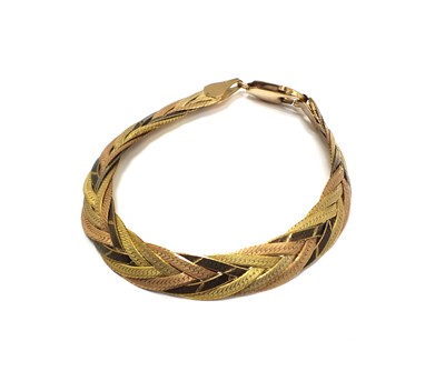 Lot 65 - A 9ct tri-coloured gold bracelet