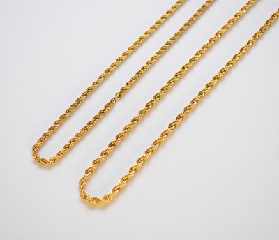 Lot 66 - Two 9ct gold rope twist chain necklaces