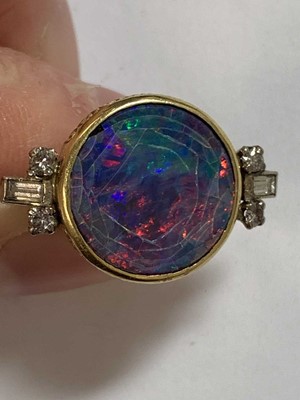Lot 43 - An opal doublet ring and diamond ring