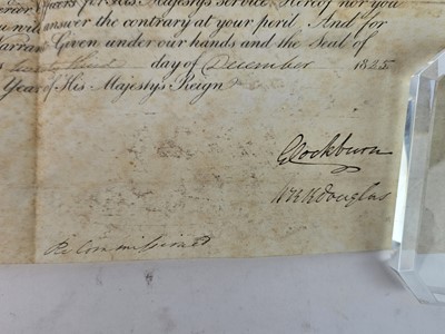 Lot 12 - Royal Navy appointment - Lt. Thomas Sparke Thompson to HMS Spartiate, 23rd December 1825.