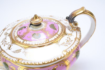 Lot 73 - A H&R Daniel teapot, sucrier and matching teacup and saucer