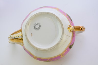 Lot 73 - A H&R Daniel teapot, sucrier and matching teacup and saucer