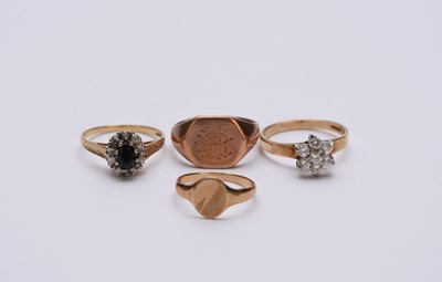 Lot 81 - A collection of four 9ct gold rings