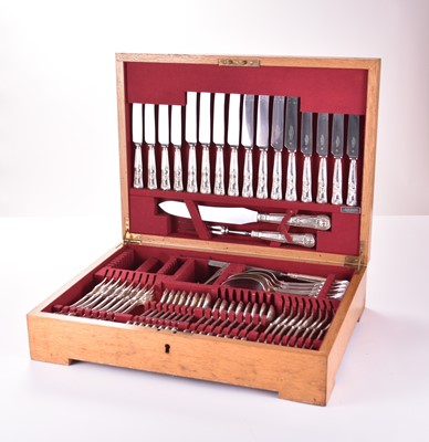 Lot 5 - A cased canteen of Kings pattern silver cutlery