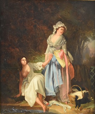 Lot 385 - British School (19th Century) Two Women Preparing to Bathe