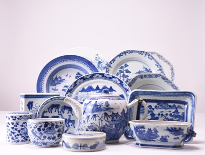 Lot 38 - An assembled group of Chinese blue and white porcelain, 18th and 19th century