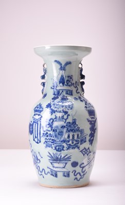 Lot 21 - A large Chinese blue and white celadon vase, 19th century