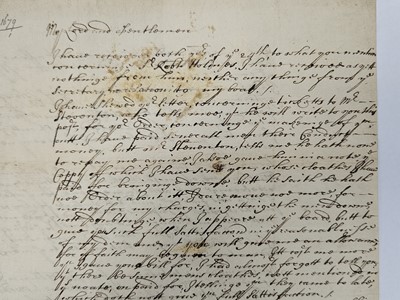 Lot 21 - Sir William Jennens (fl. 1648 - 1690. Autograph letter signed. The Navy of King Charles II
