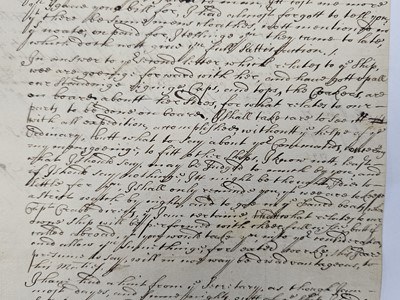 Lot 21 - Sir William Jennens (fl. 1648 - 1690. Autograph letter signed. The Navy of King Charles II