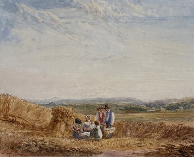 Lot 294 - David I Cox (1783 - 1859) Harvesters, Wye Valley