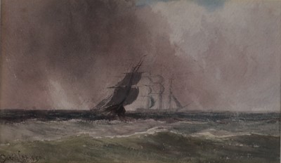 Lot 263 - David I Cox (British 1783 - 1859) Shipping in a Squall