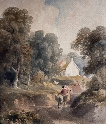 Lot 297 - Peter de Wint (1784 - 1849) A Woman on a Donkey returning from Market