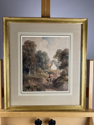 Lot 297 - Peter de Wint (1784 - 1849) A Woman on a Donkey returning from Market