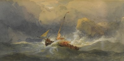 Lot 408 - Edward Duncan RWS (1803 - 1882) Setting Out in Stormy Seas