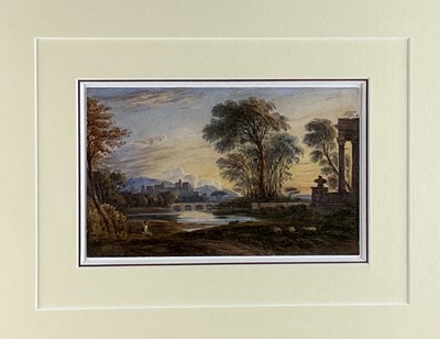 Lot 285 - John Varley (British 1778 – 1842) Capriccio Landscape at Sunset