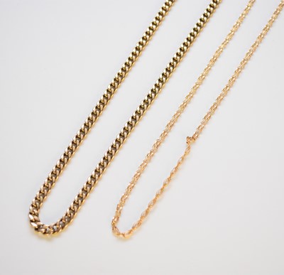 Lot 182 - Two 9ct gold necklaces