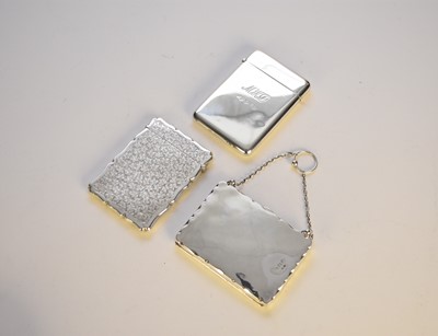 Lot 35 - A silver card/notelet case and two silver card cases