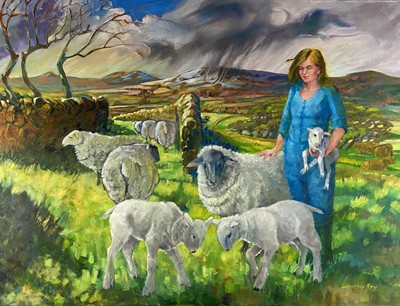 Lot 60 - Beverley Fry (b.1948) Shepherdess on Wenlock Edge