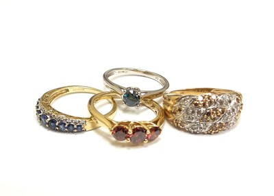 Lot 171 - Four 9ct gold stone set rings