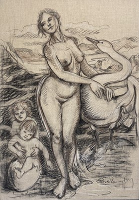 Lot 7 - Beverley Fry (b.1948) Leda and the Swan