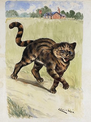 Lot 298 - Louis Wain (1860-1939) He won't go home till washing...and he did not