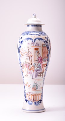 Lot 60 - A Chinese enamelled blue and white vase and cover, 18th century