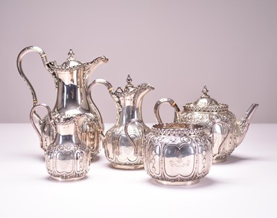 Lot 28 - A Victorian matched five piece silver tea service