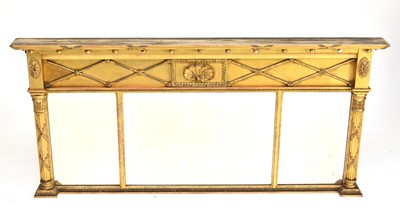 Lot 225 - A Regency revival giltwood three-glass overmantel mirror