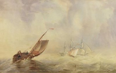 Lot 312 - British School (19th Century)  Sailboats in rough waters